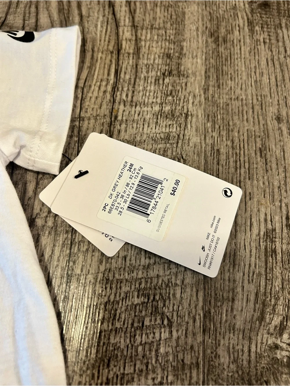 Nike White Tee with Black Swoosh — Kids - Picture 3 of 7